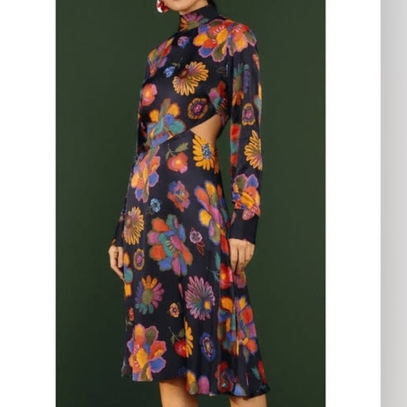 FARM Rio Dresses & Skirts - Farm Rio Lily’s Garden Floral High Neck Midi Dress
